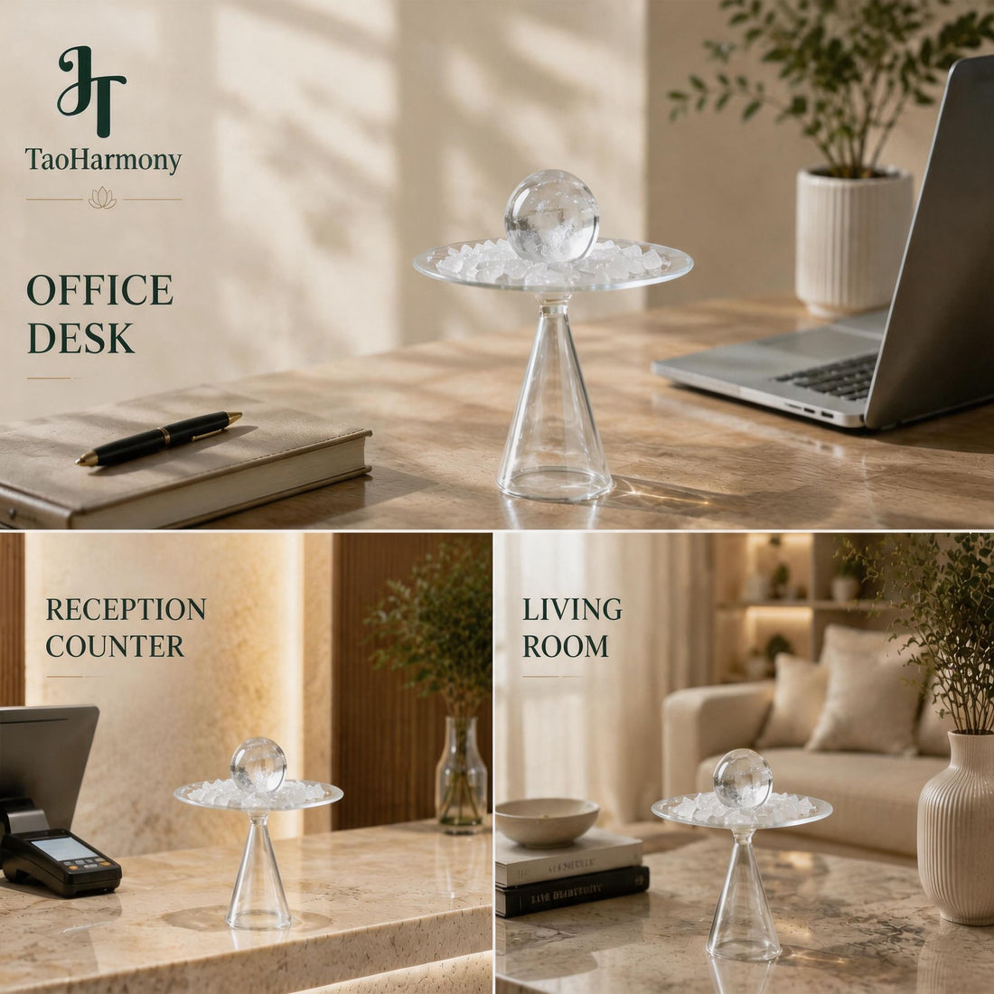 Clear Quartz Feng Shui Light Stand | Five Element: Metal