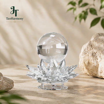 Clear Quartz Feng Shui Lotus Sphere | Five Element: Metal