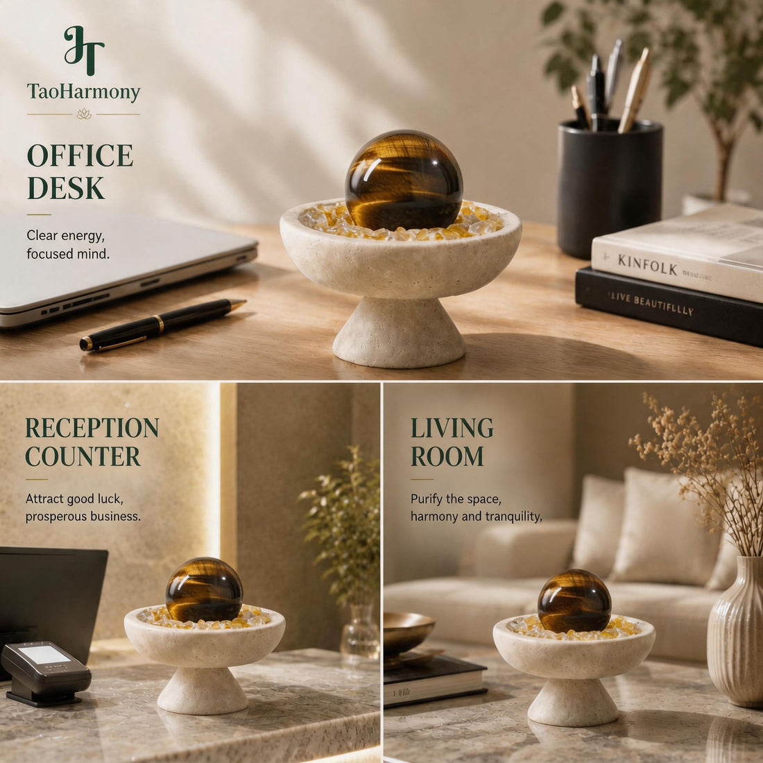 Tiger Eye Feng Shui Sphere Bowl | Five Element: Earth