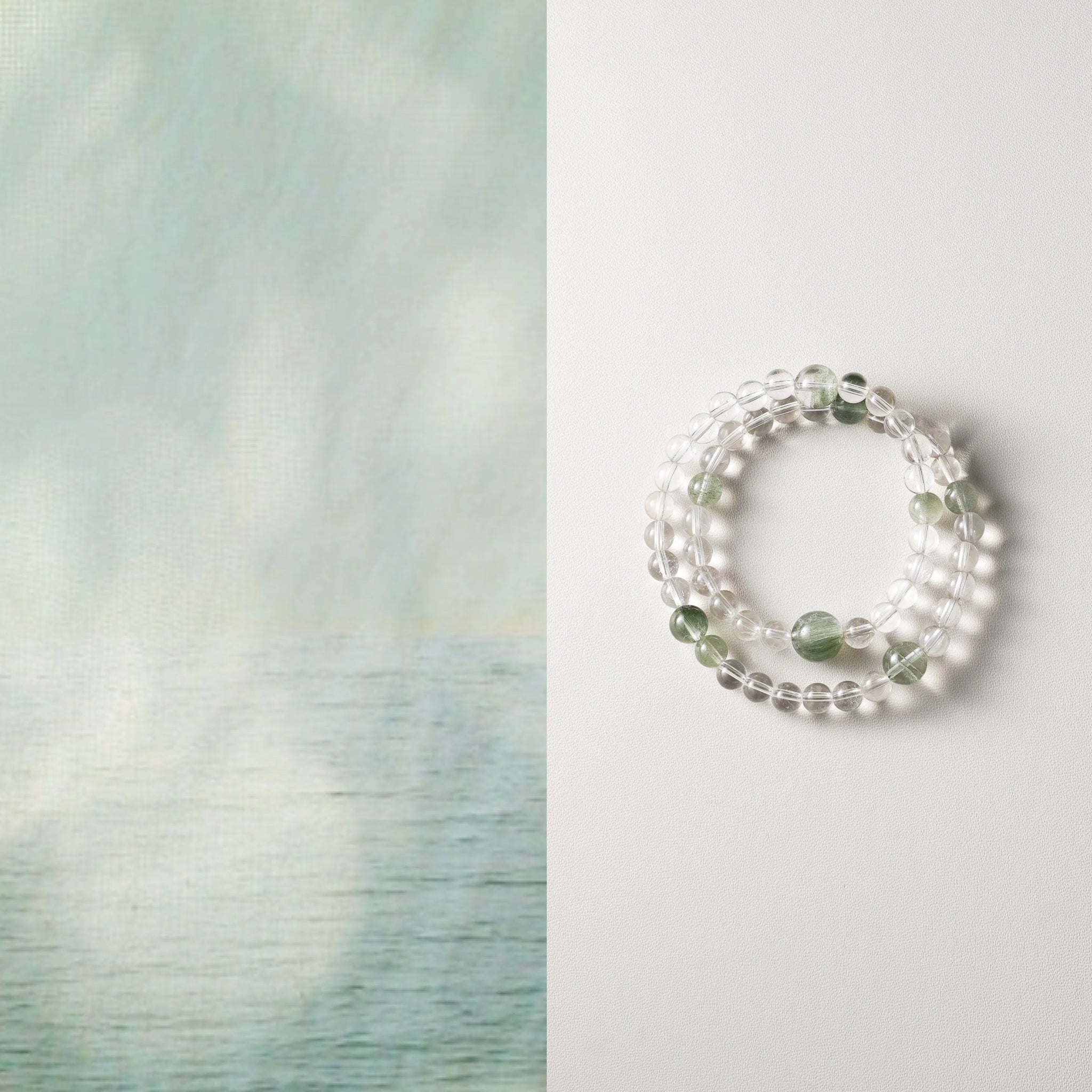 "Wisdom’s Clarity" Dual-Loop Bracelet: White Crystal & Green Quartz for Elemental Balance