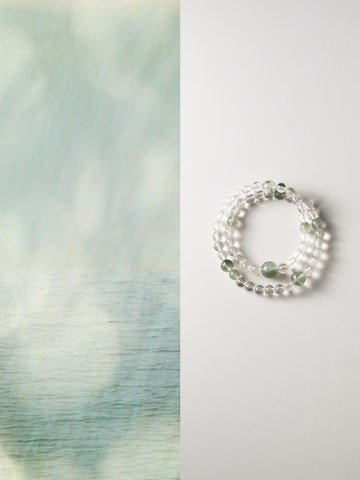 "Wisdom’s Clarity" Dual-Loop Bracelet: White Crystal & Green Quartz for Elemental Balance