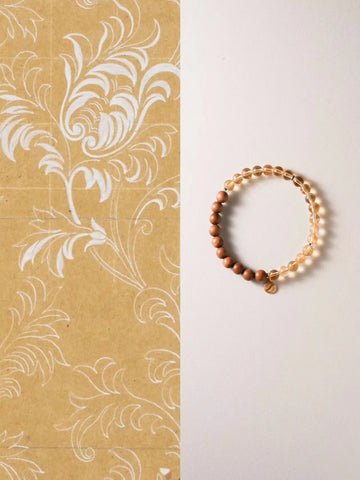 Amber Calm · Sandalwood Citrine Energy Bracelet | Circle of Inner Stability & Prosperity