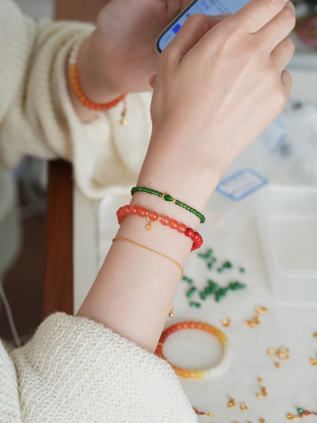 Blossom Guard Cinnabar & Red Agate Emotional Healing Bracelet | Courage & Protection | Handmade Spiritual Jewelry for Women