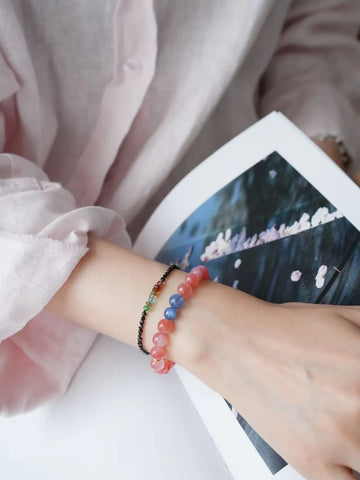 "Heartfire" Energy Bracelet: Agarwood & Mánǎo Beads for Inner Harmony & Flow