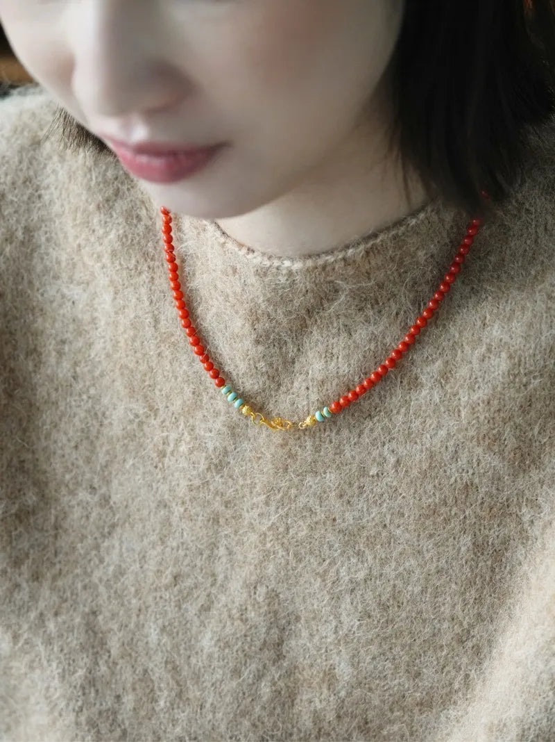 Aspire Balance · Red Agate & Turquoise Energy Necklace | Circle of Stability & Fulfillment