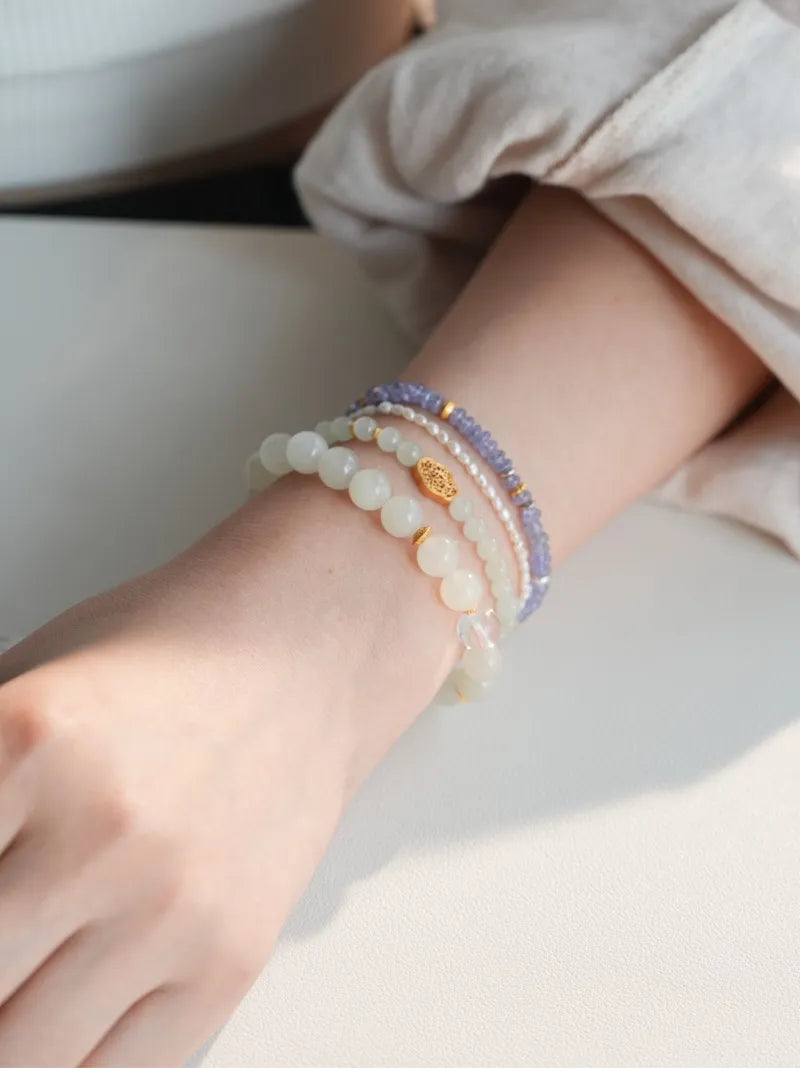 Luminous Grace · Hetian Jade Energy Bracelet | Circle of Grace & Inner Strength