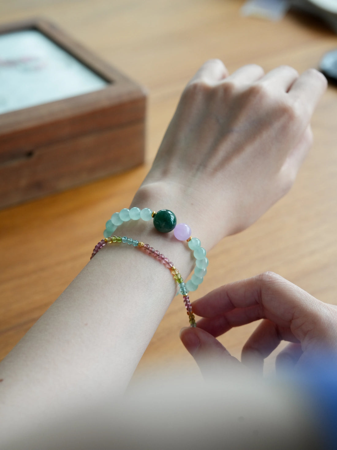 「泠翡」新中式国风非洲翠手串紫锂辉清冷感925银手链 · 泠翡（单圈）