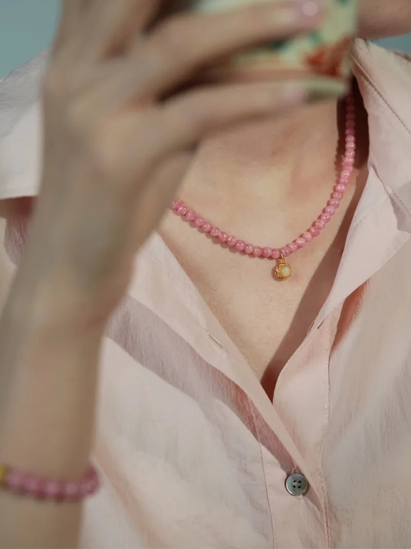 Velo de Corazón · Collar Curativo de Rodocrosita | Luz de Amor y Gracia