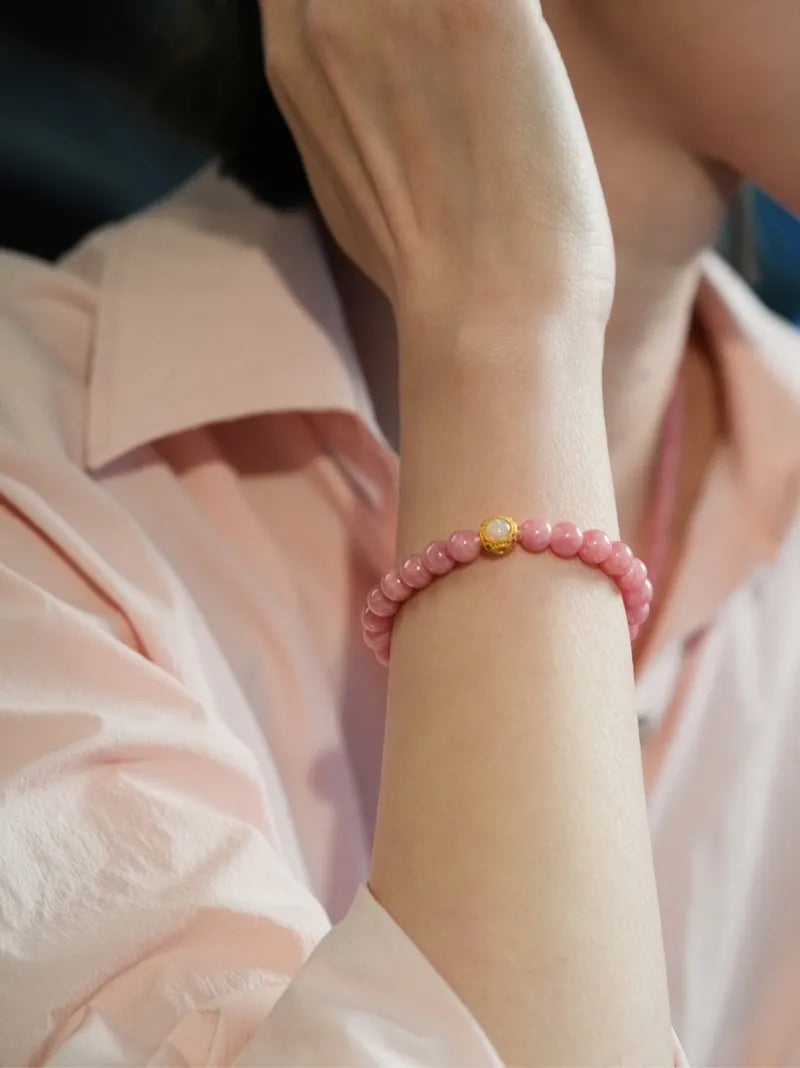 Rose Thought · Rhodochrosite Emotional Energy Bracelet | Circle of Love & Self-Acceptance