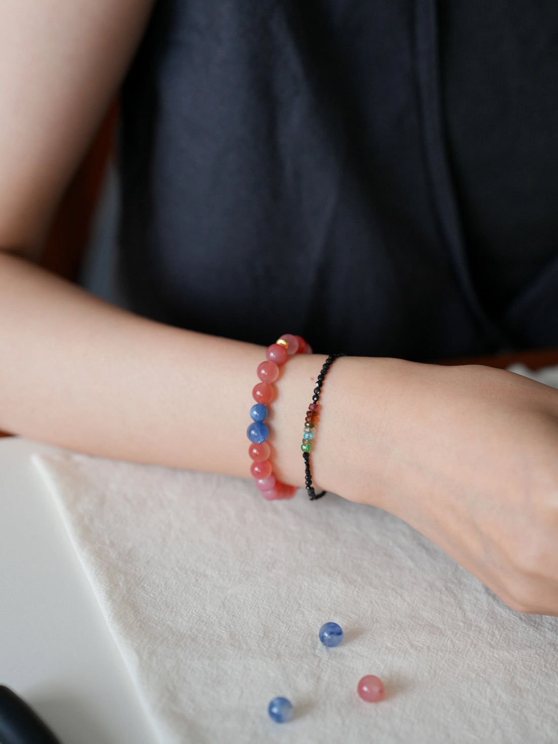 「绯胭」新中式国风盐源玛瑙奇楠沉香手串蓝晶石手链