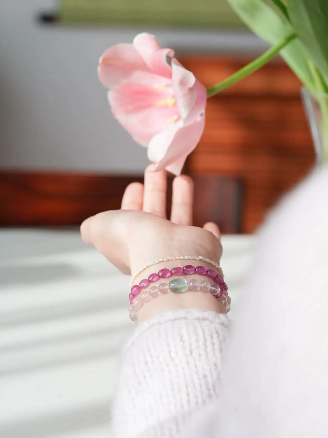 Tender Glow · Rose Quartz & Tourmaline Emotional Healing Bracelet