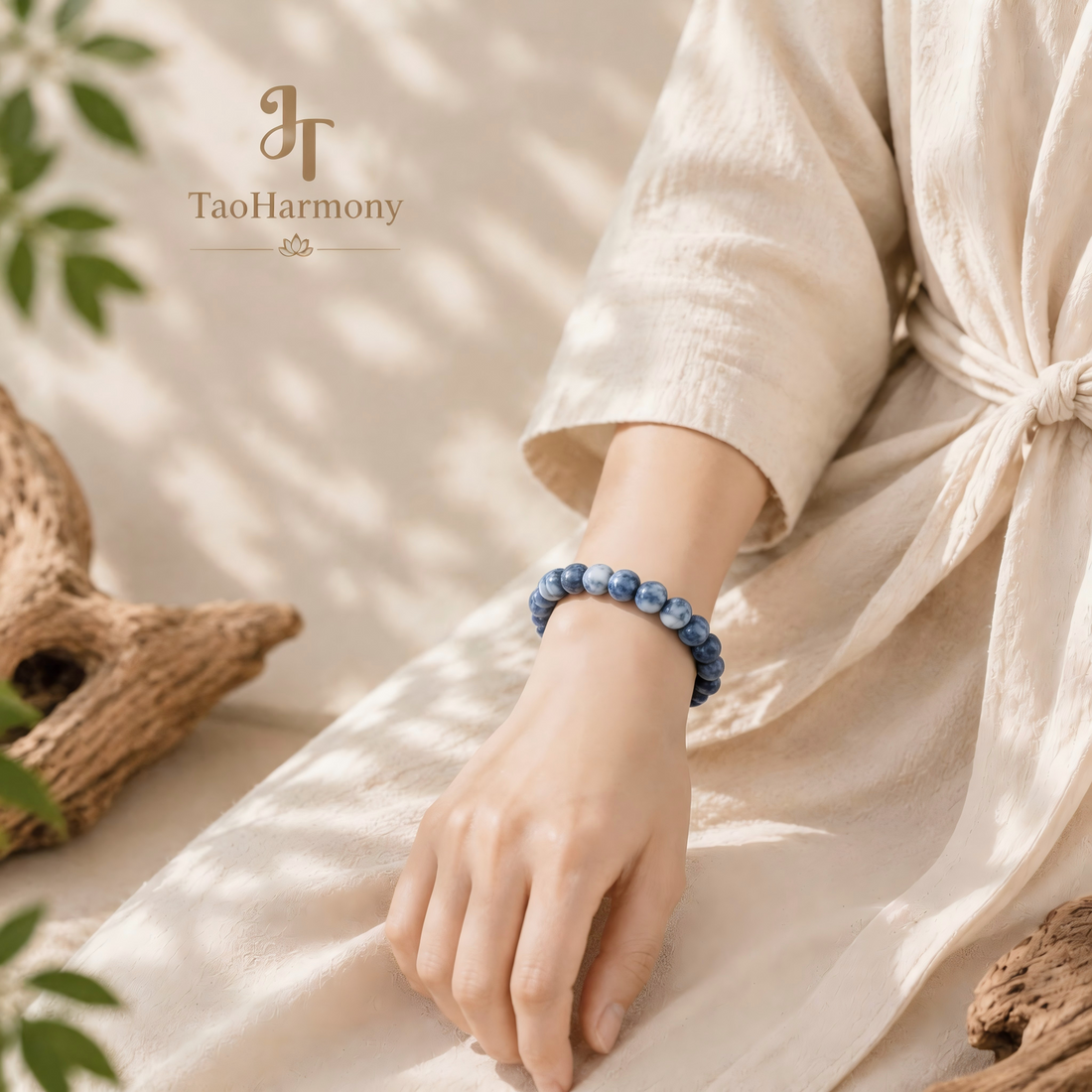Blue and White Lapis Lazuli Balance Pure Harmony Bracelet | Five Elements: Wood