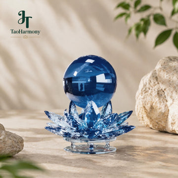 Blue Crystal Feng Shui Lotus Sphere | Five Element: Wood