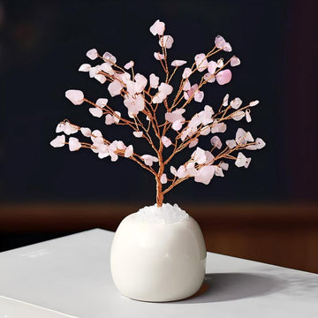"Blossom Harmony Tree" — A Pink Quartz Sculpture for Love & Flourishing Energy