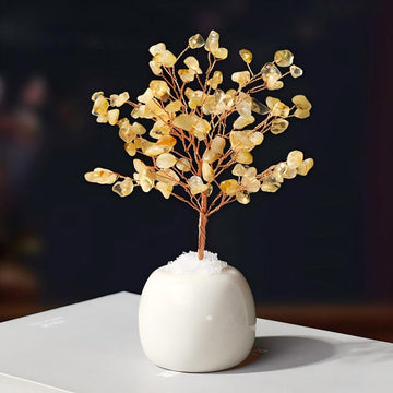 "Golden Fortune Tree" — A Citrine Crystal Sculpture for Abundance & Vitality