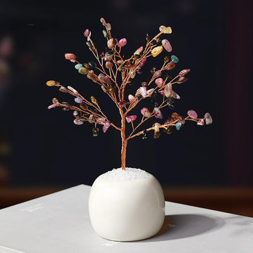 “Rainbow Harmony Tree” — A Tourmaline Crystal Sculpture for Balanced Energy & Protection