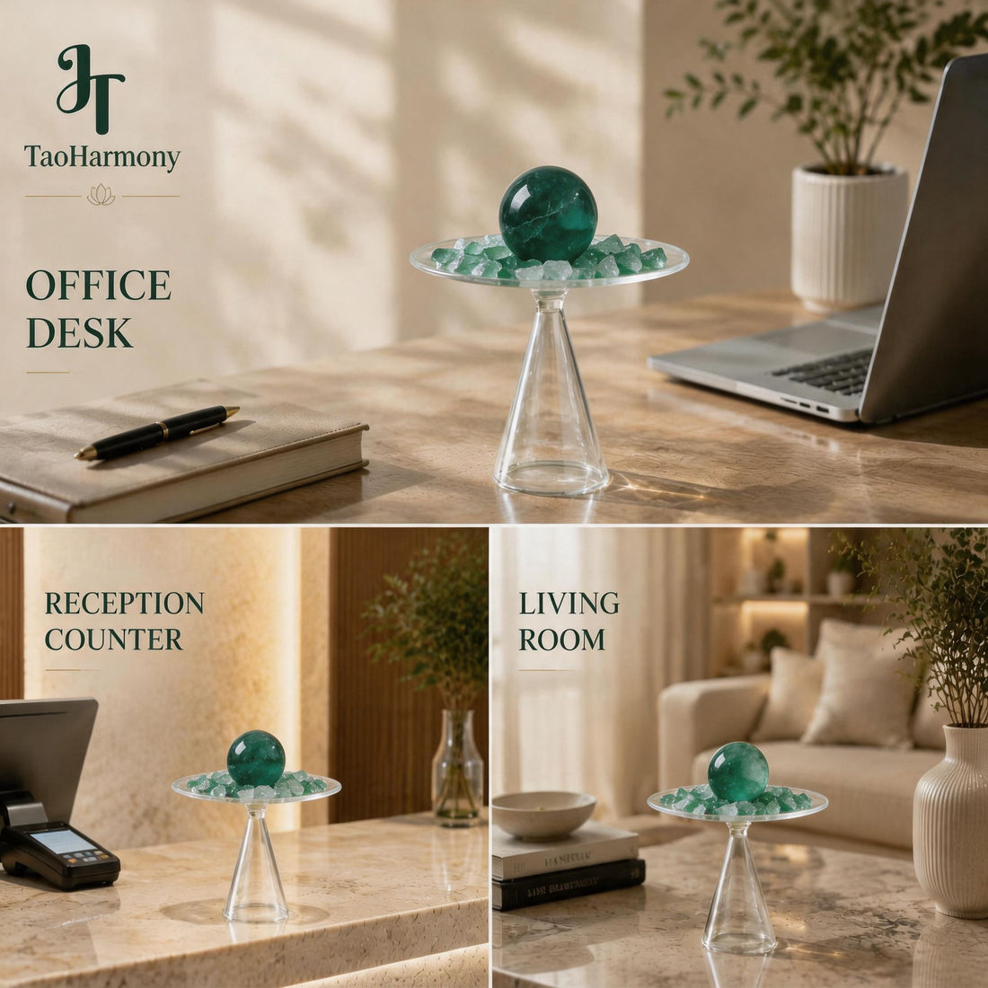 Deep Green Fluorite Feng Shui Light Stand | Five Element: Wood