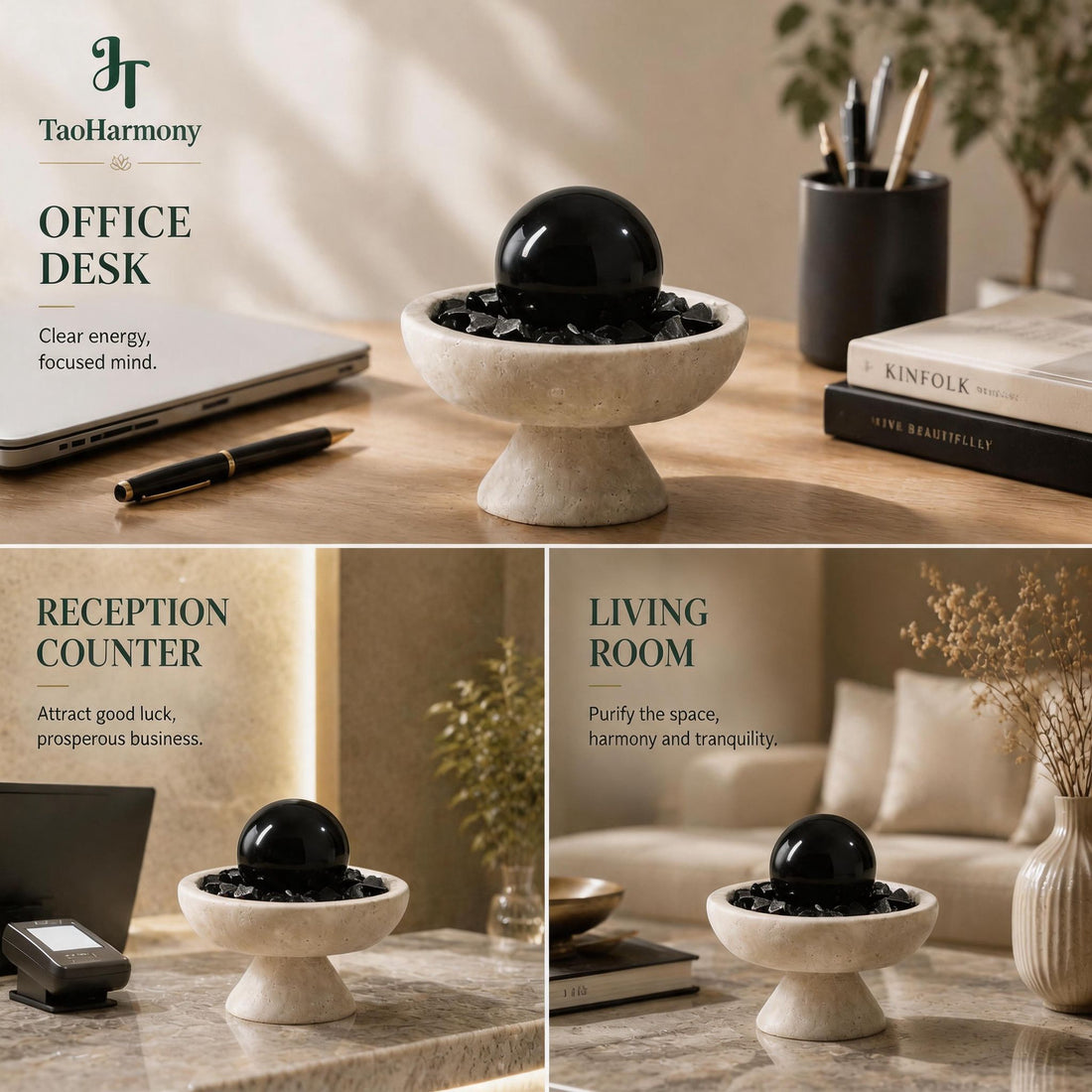 Obsidian Feng Shui Sphere Bowl | Five Element: Water