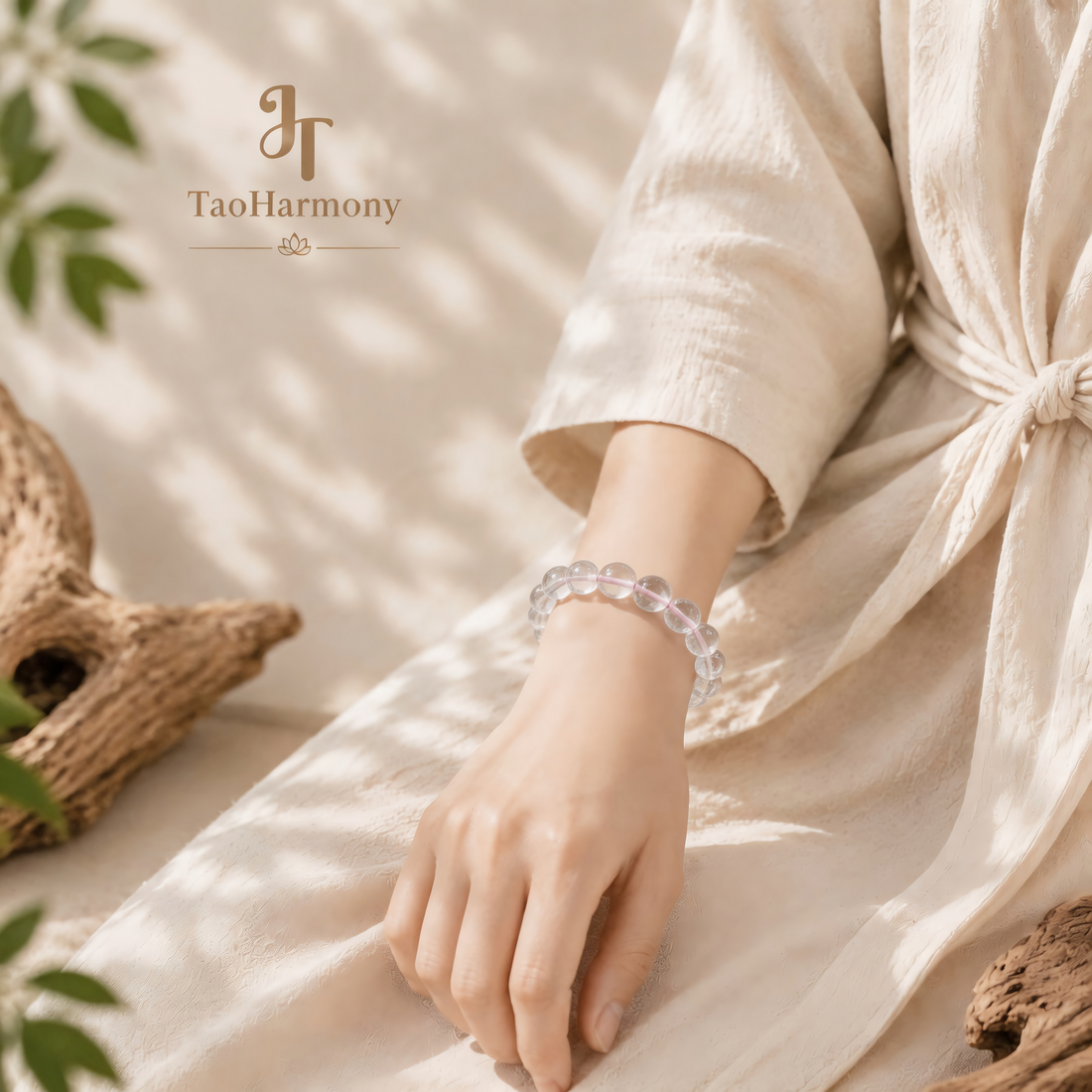 Rainbow Pink Azeztulite Rose Quartz Pure Harmony Bracelet | Five Elements: Fire