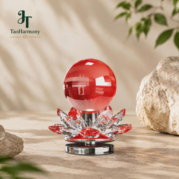 Red Crystal Feng Shui Lotus Sphere | Five Element: Fire