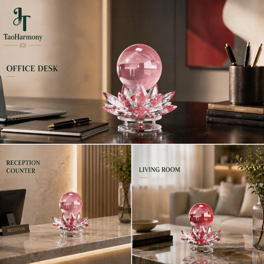 Rose Quartz Feng Shui Lotus Sphere | Five Element: Fire