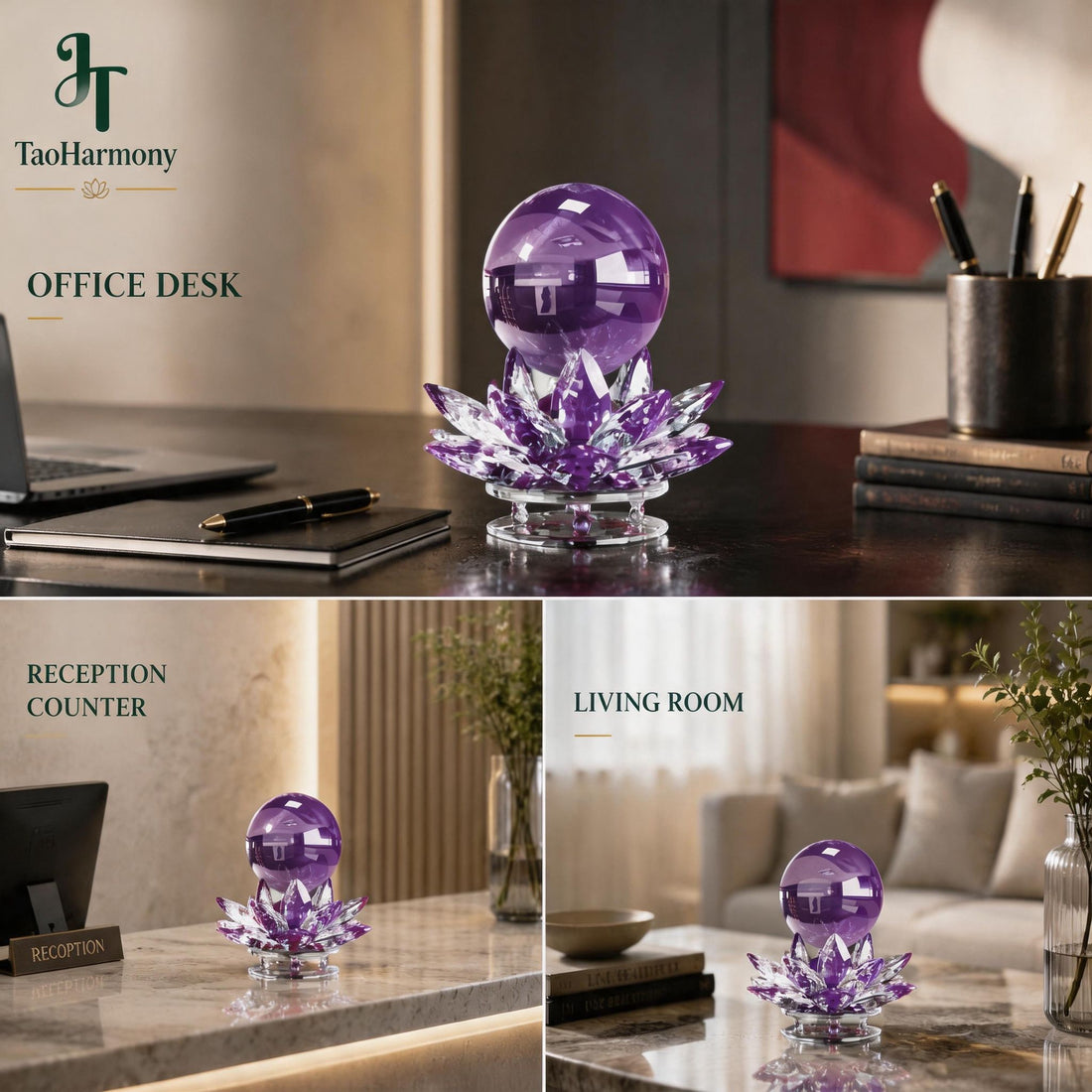 Amethyst Feng Shui Lotus Sphere | Five Element: Fire