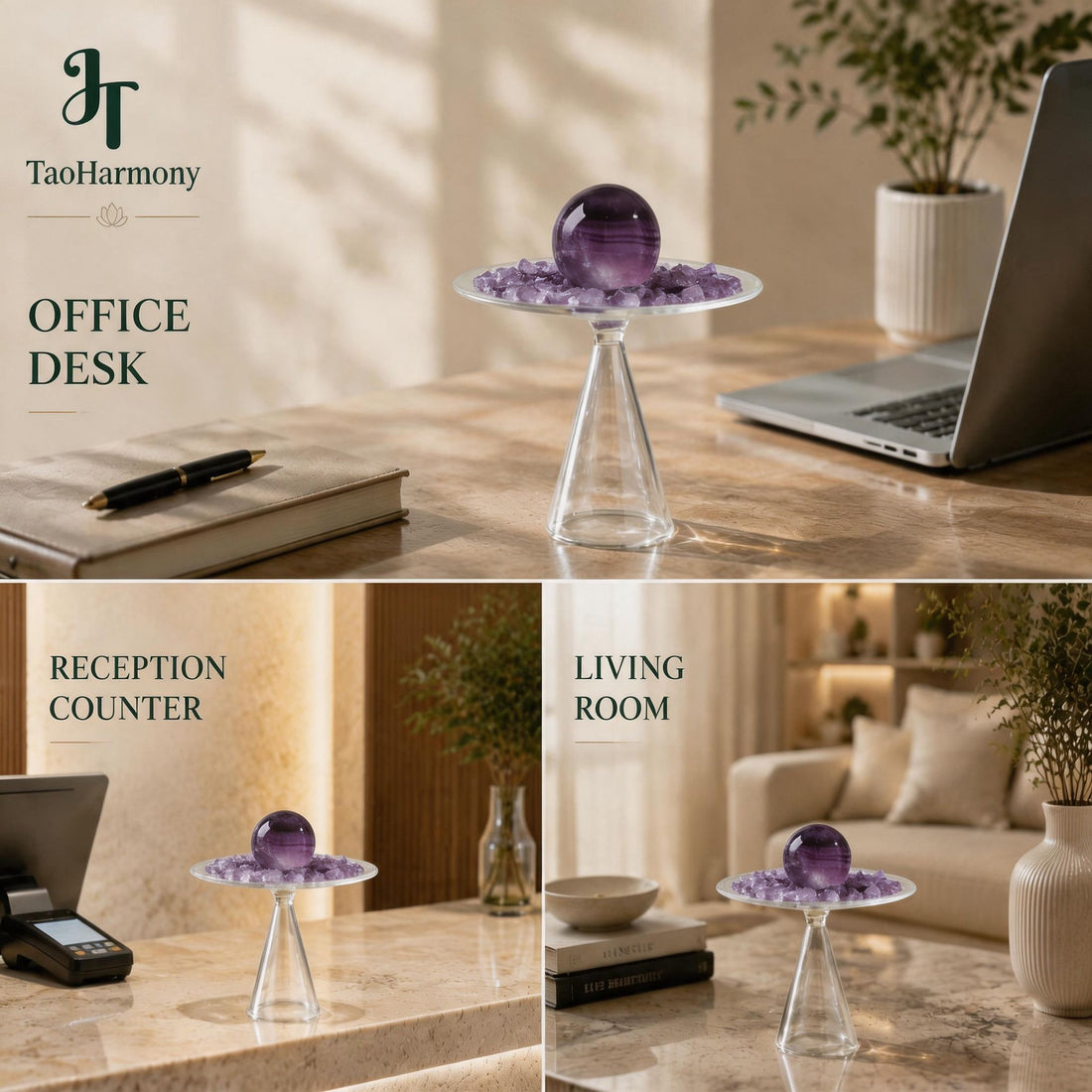 Purple Fluorite Feng Shui Light Stand | Five Element: Fire