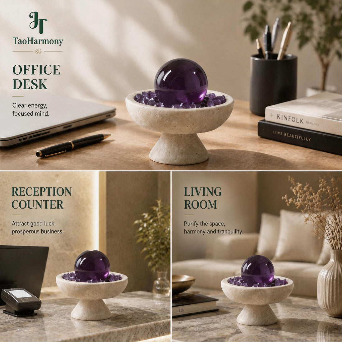 Amethyst Feng Shui Sphere Bowl | Five Element: Fire