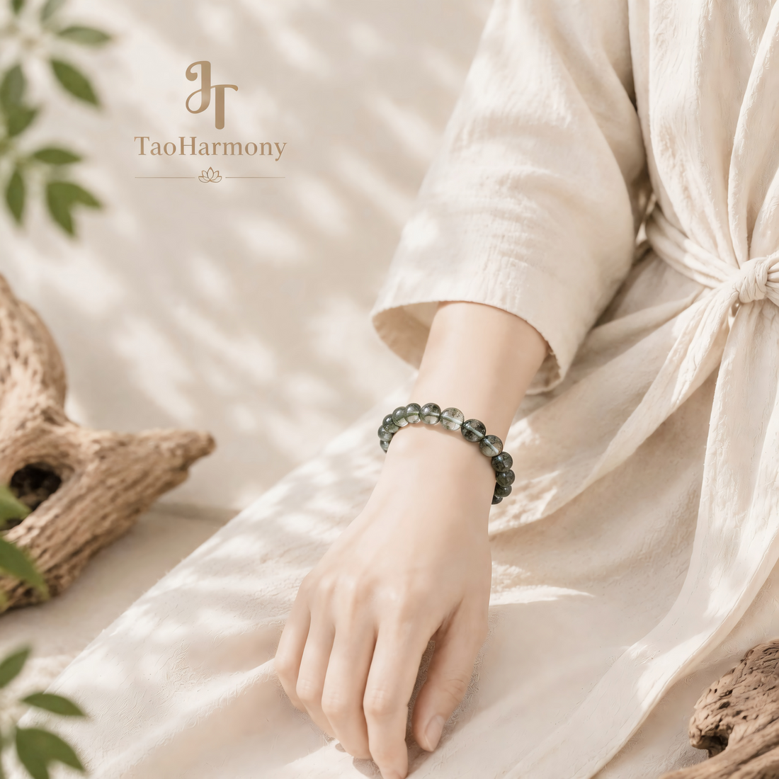 Natural Layered Green Phantom Quartz Pure Harmony Bracelet | Five Element: Wood