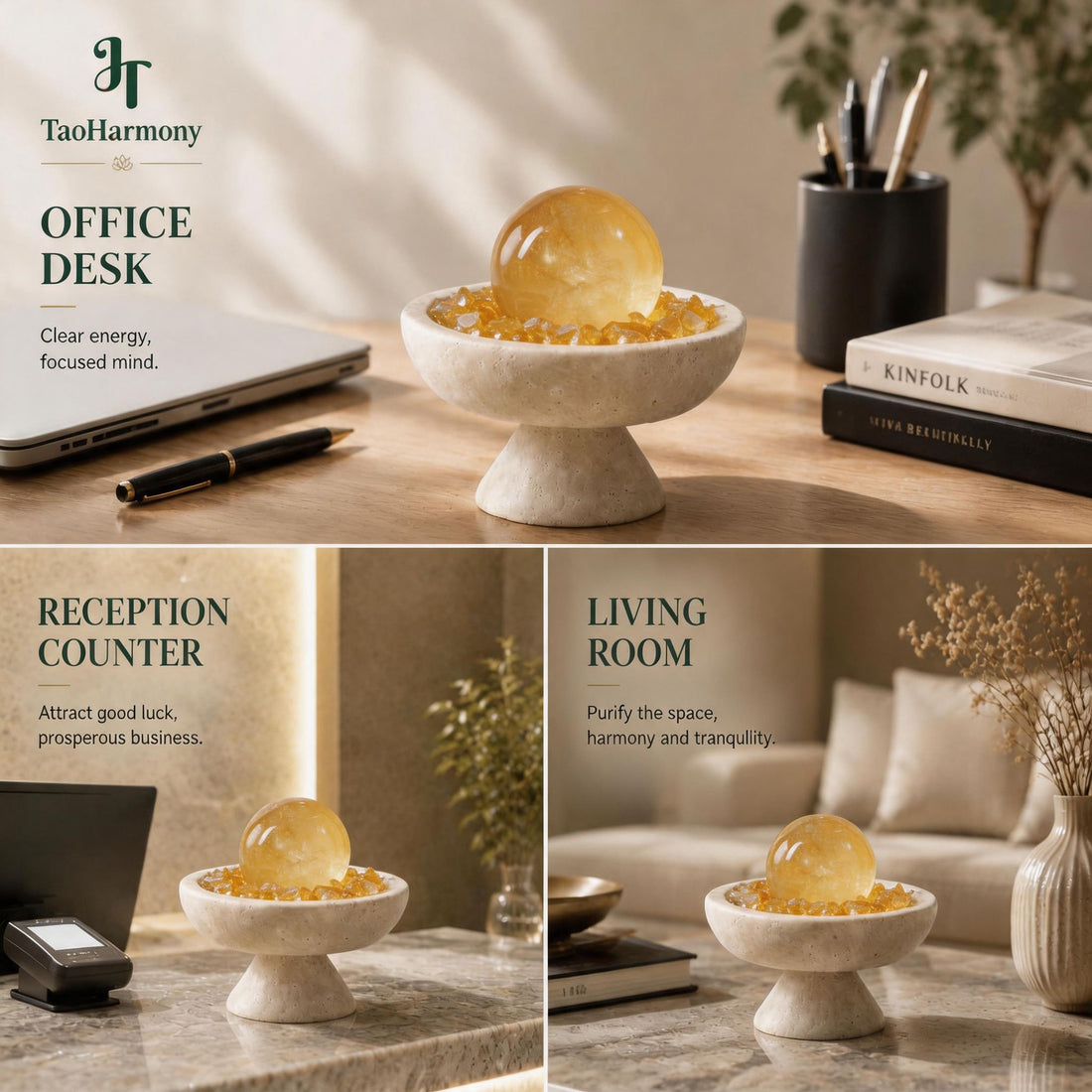 Citrine Feng Shui Sphere Bowl | Five Element: Earth